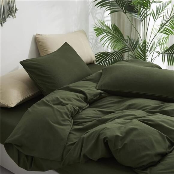 Green Comforter Set Full Army Green Bedding Set Minimalist Bedding - Picture 4 of 7